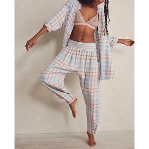 NWT Free People Plaid About You Pants / Ivory Combo